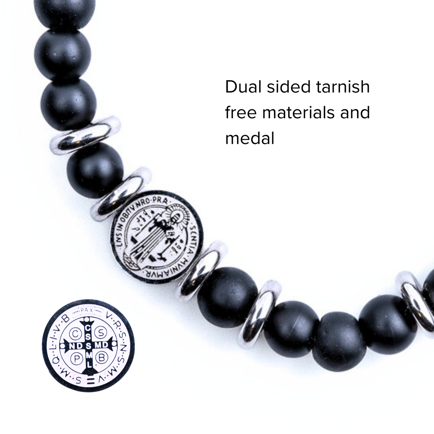 Black Onyx Saint Benedict Bracelet (6mm) Close Up