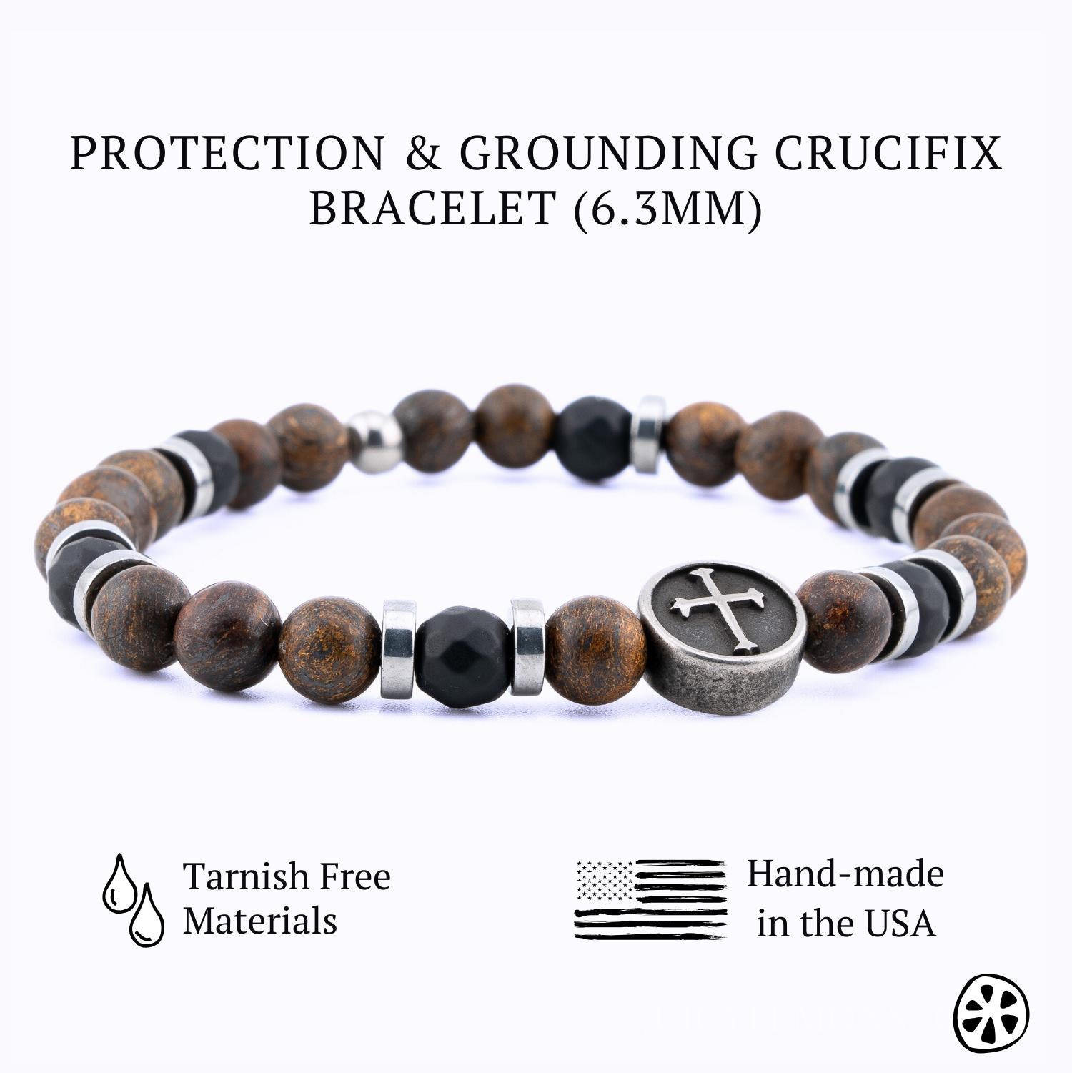 Crucifix Bracelet – Bronzite & Matte Onyx – Juicy Lemon Store