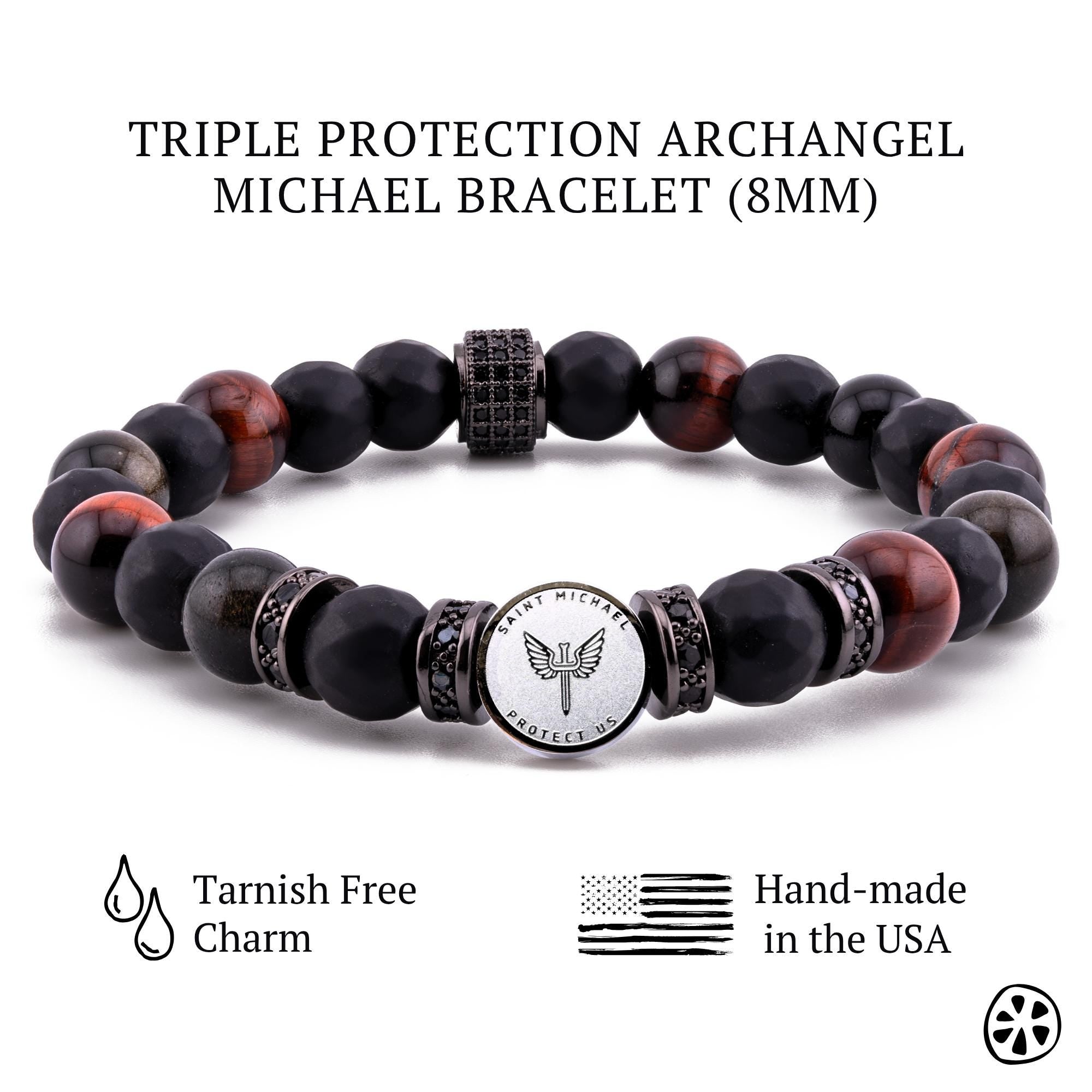 St. Michael Bracelet – Hematite & Onyx, Select Your Saint – Juicy
