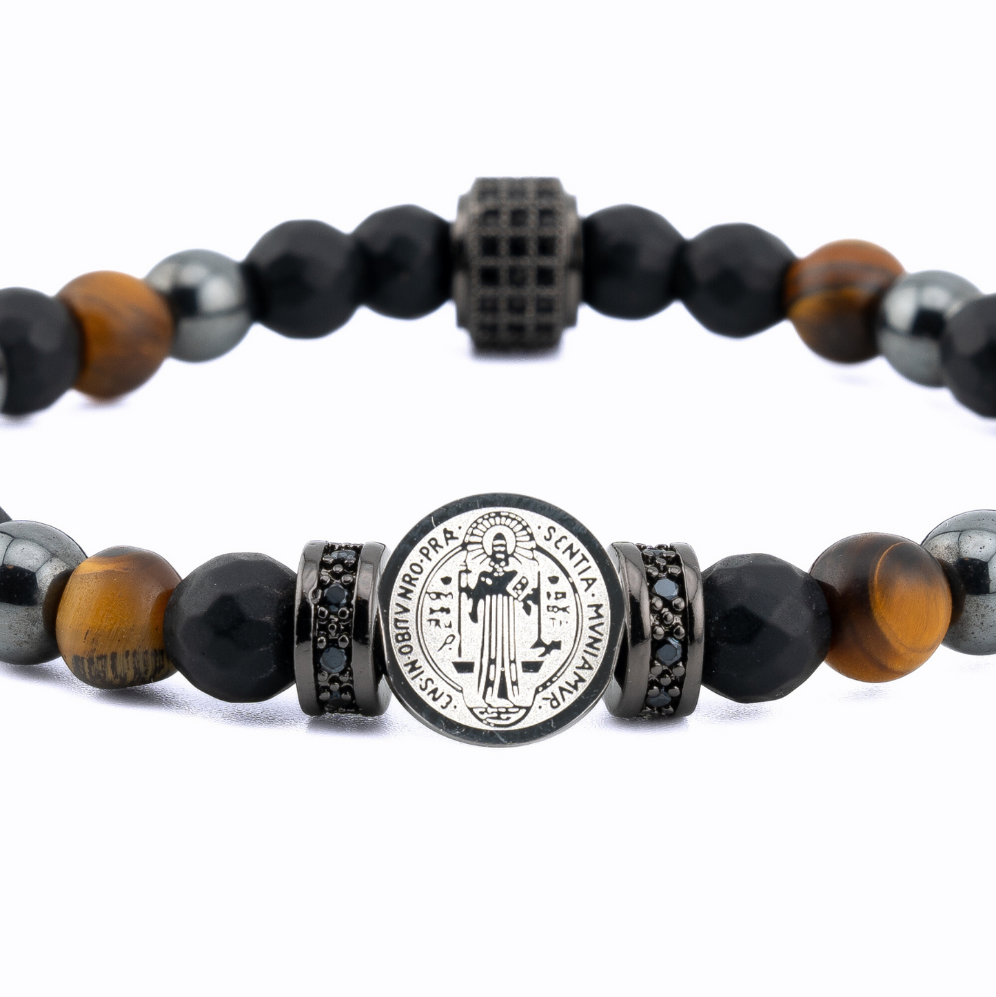 Saint Benedict Triple Protection Gemstone Bracelet (6mm)