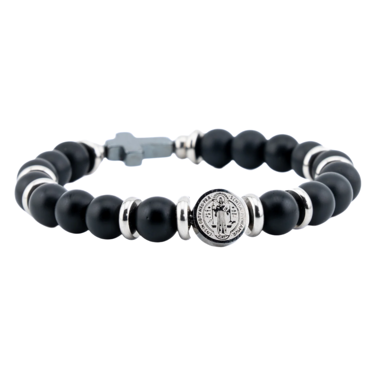 St. Benedict Crucifix Stainless Steel Protection Rosary Bracelet Side