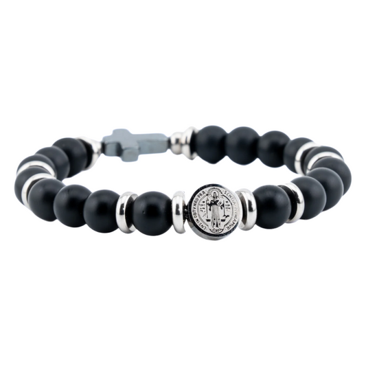 St. Benedict Crucifix Stainless Steel Protection Rosary Bracelet Side