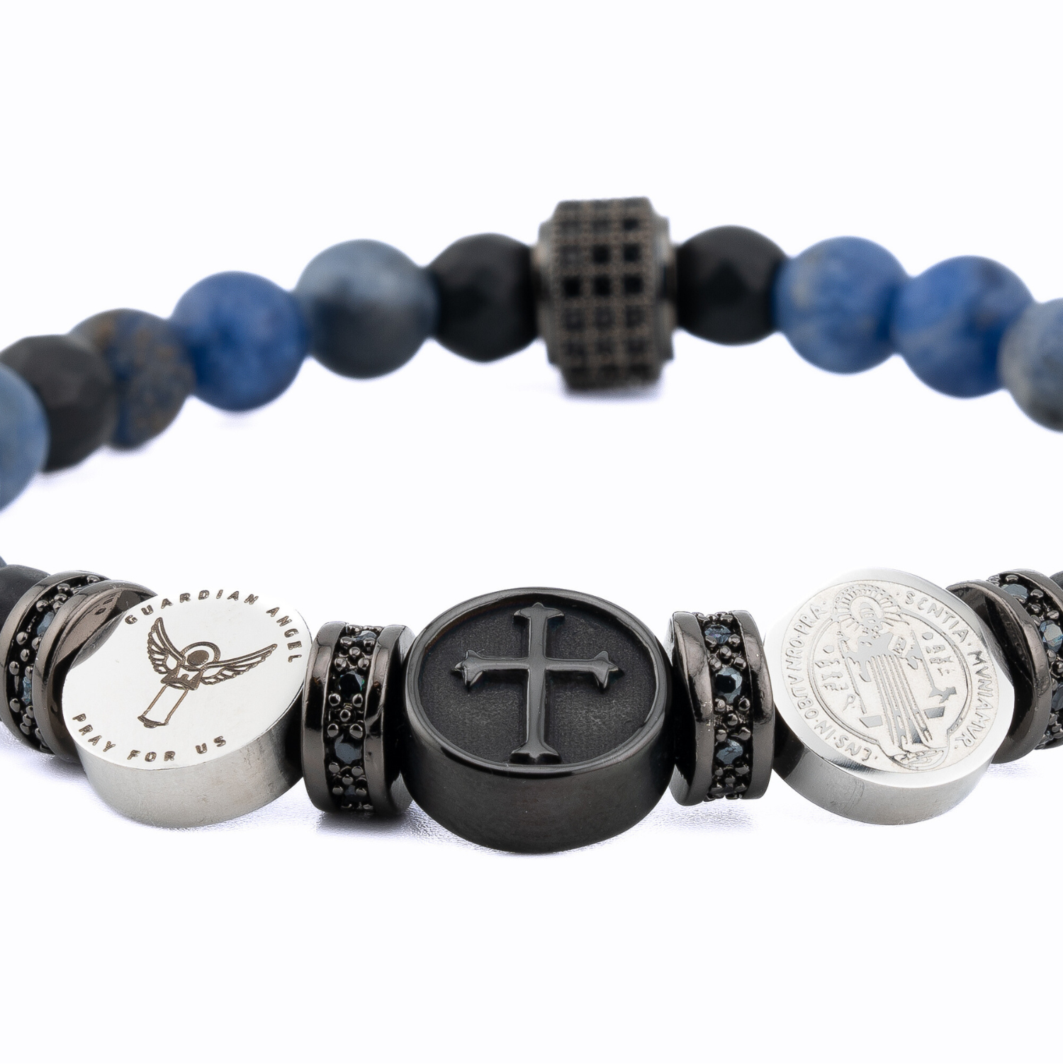 Three Saints Protection Bracelet Blue Soldadite, Close View