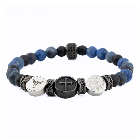 Three Saints Protection Bracelet Blue Soldadite, Side View