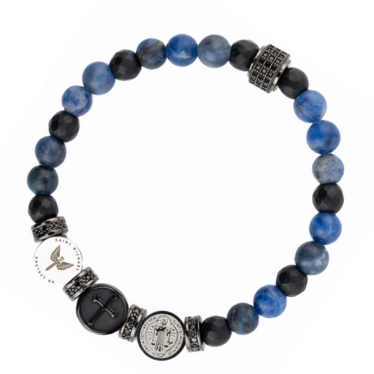Three Saints Protection Bracelet Blue Soldadite, Top View