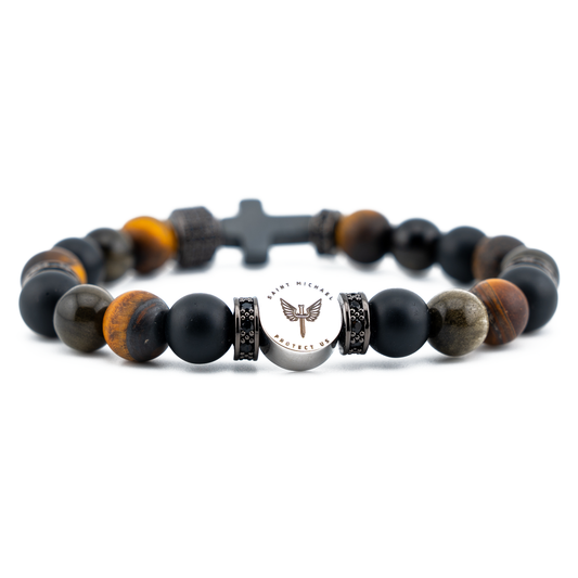 Triple Protection Saint Michael Archangel Bracelet (8mm), side view