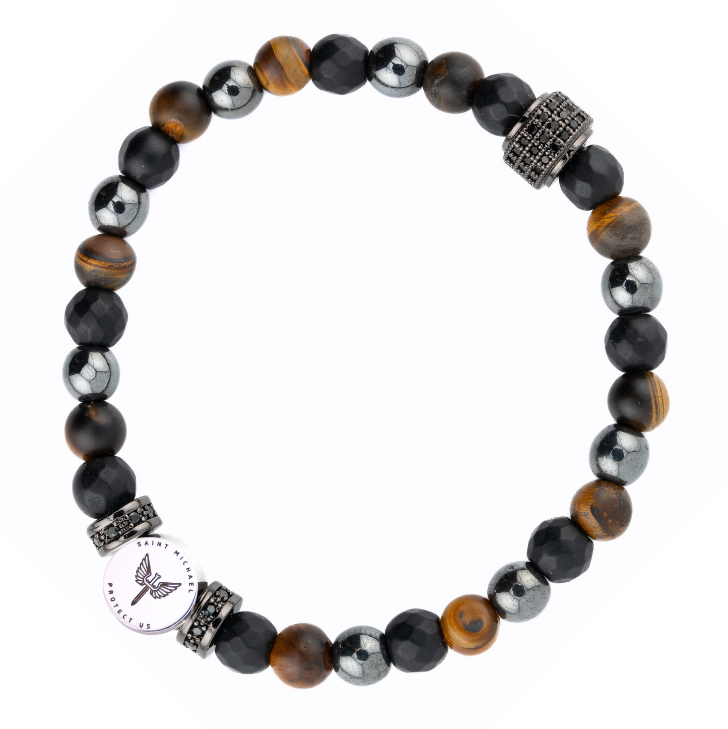 Triple Protection Saint Michael Archangel Bracelet Bracelet (6mm), top view