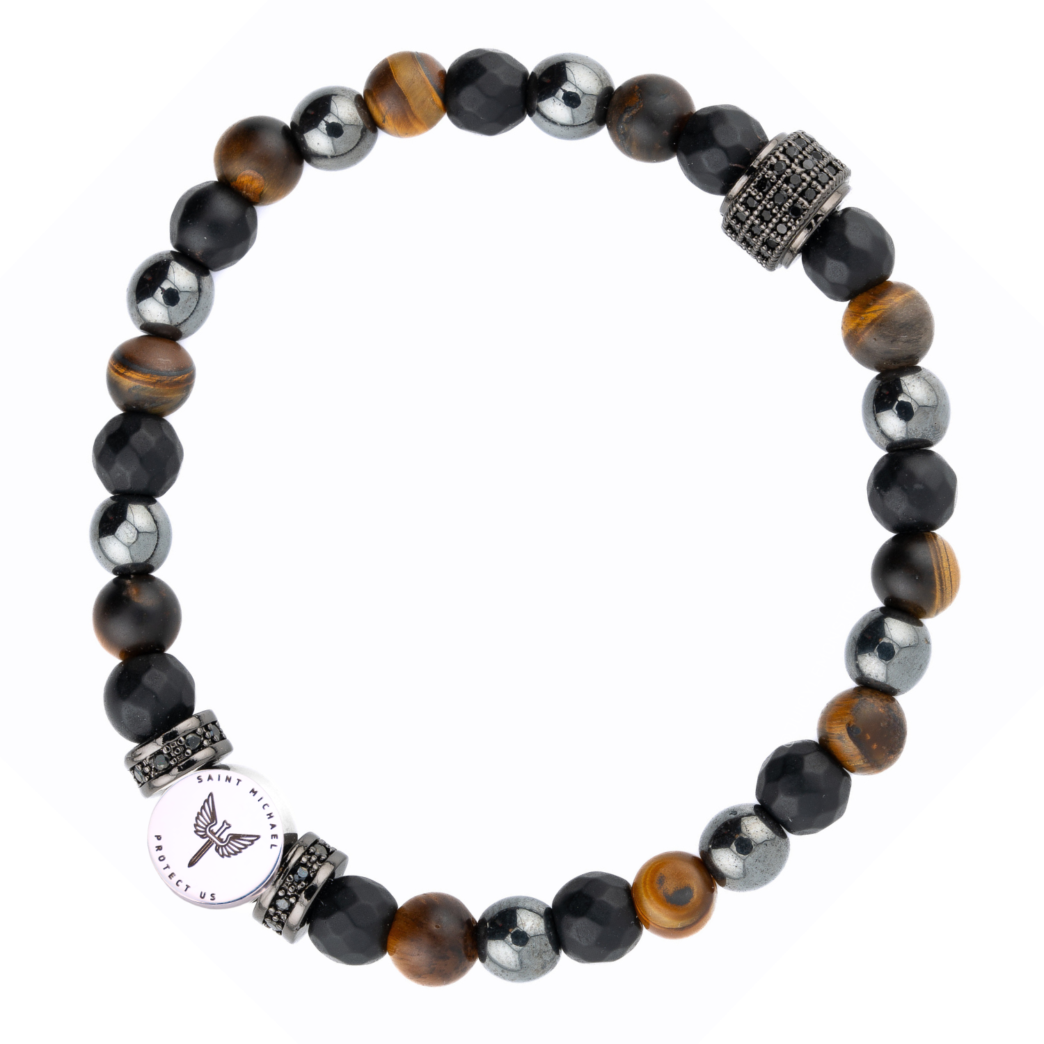 Triple Protection Saint Michael Archangel Bracelet Bracelet (6mm), top view