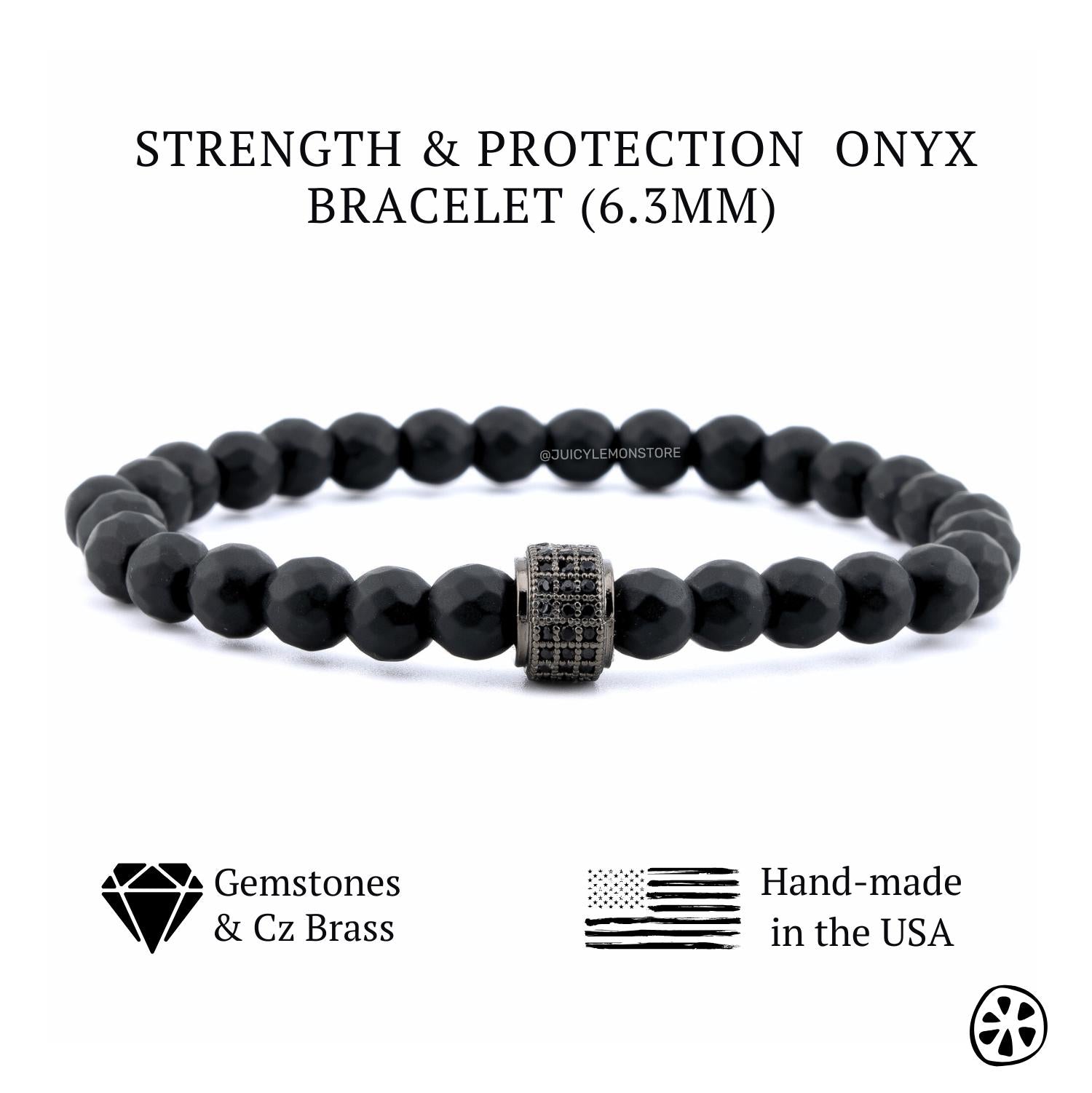 Matte Black Onyx Protection Bracelet for Men. Gemstone spiritual gifts for him & her, Unisex