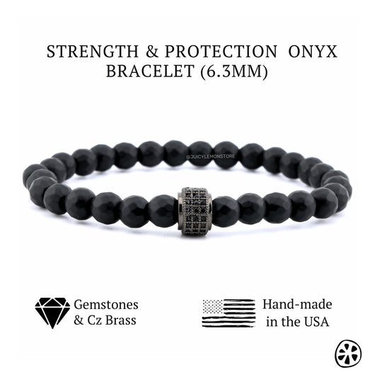 Matte Black Onyx Protection Bracelet for Men. Gemstone spiritual gifts for him & her, Unisex