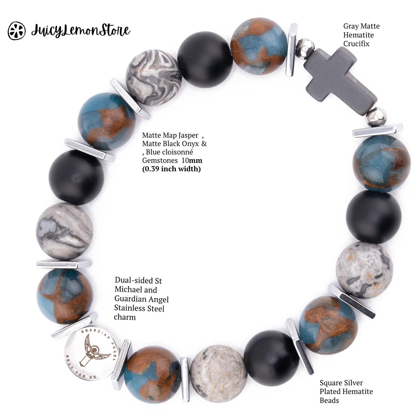 St Michael/Guardian Angel Charm Protection Bracelet. Select your Saint (St Francis, St Jude, St Michael, Miraculous Medal) Natural Gemstones