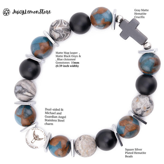 St Michael/Guardian Angel Charm Protection Bracelet. Select your Saint (St Francis, St Jude, St Michael, Miraculous Medal) Natural Gemstones