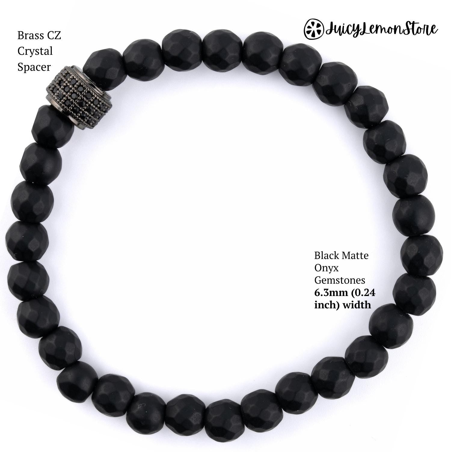 Matte Black Onyx Protection Bracelet for Men. Gemstone spiritual gifts for him & her, Unisex