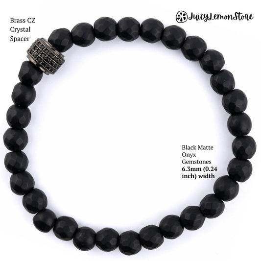 Matte Black Onyx Protection Bracelet for Men. Gemstone spiritual gifts for him & her, Unisex