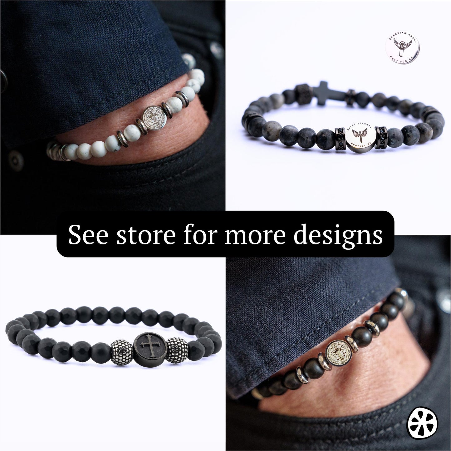 Triple Protection St Michael Bracelet Tarnish Free Charm or Select your Saint switch with St Francis, St Jude, St Michael, Miraculous Medal