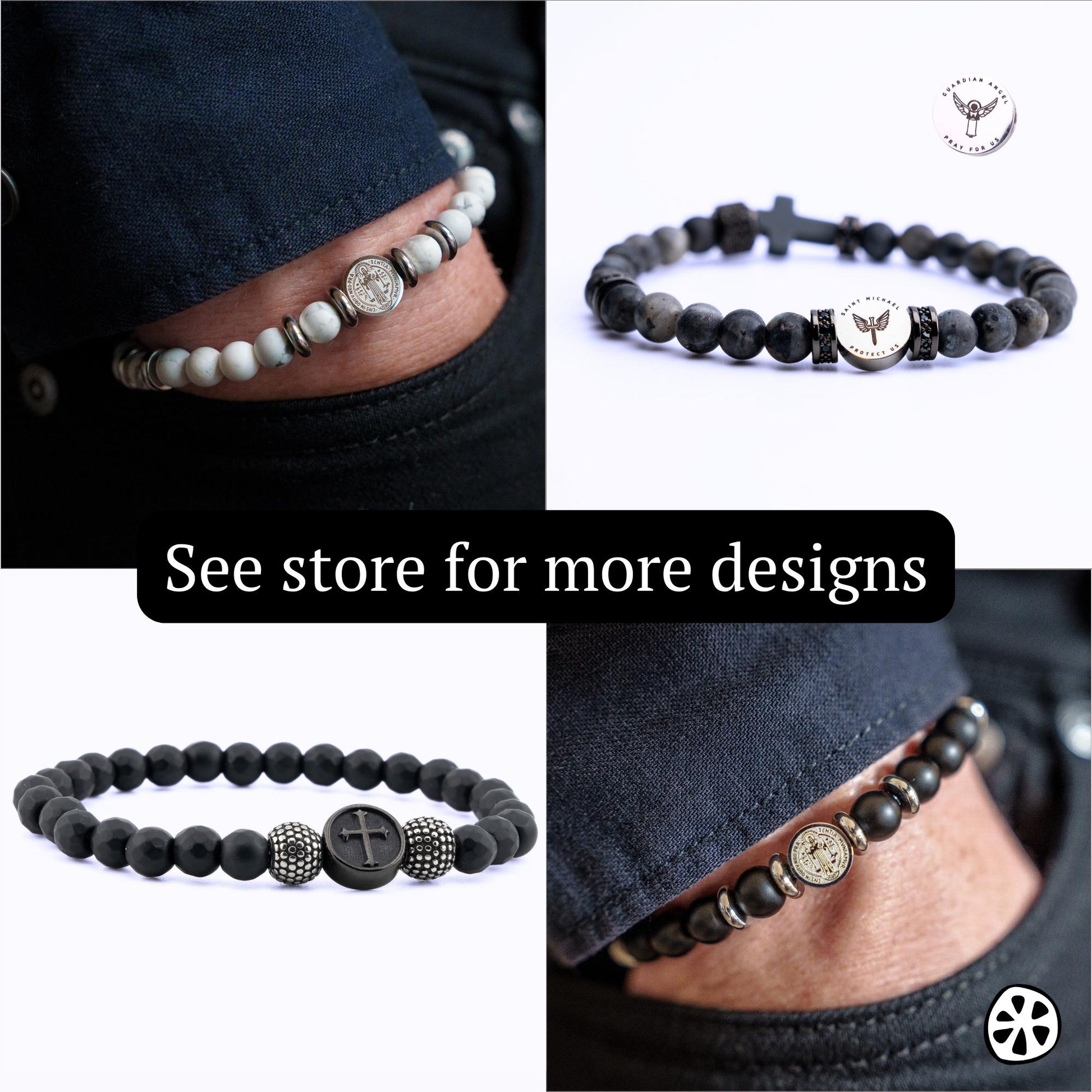 Triple Protection St Michael Bracelet Tarnish Free Charm or Select your Saint switch with St Francis, St Jude, St Michael, Miraculous Medal