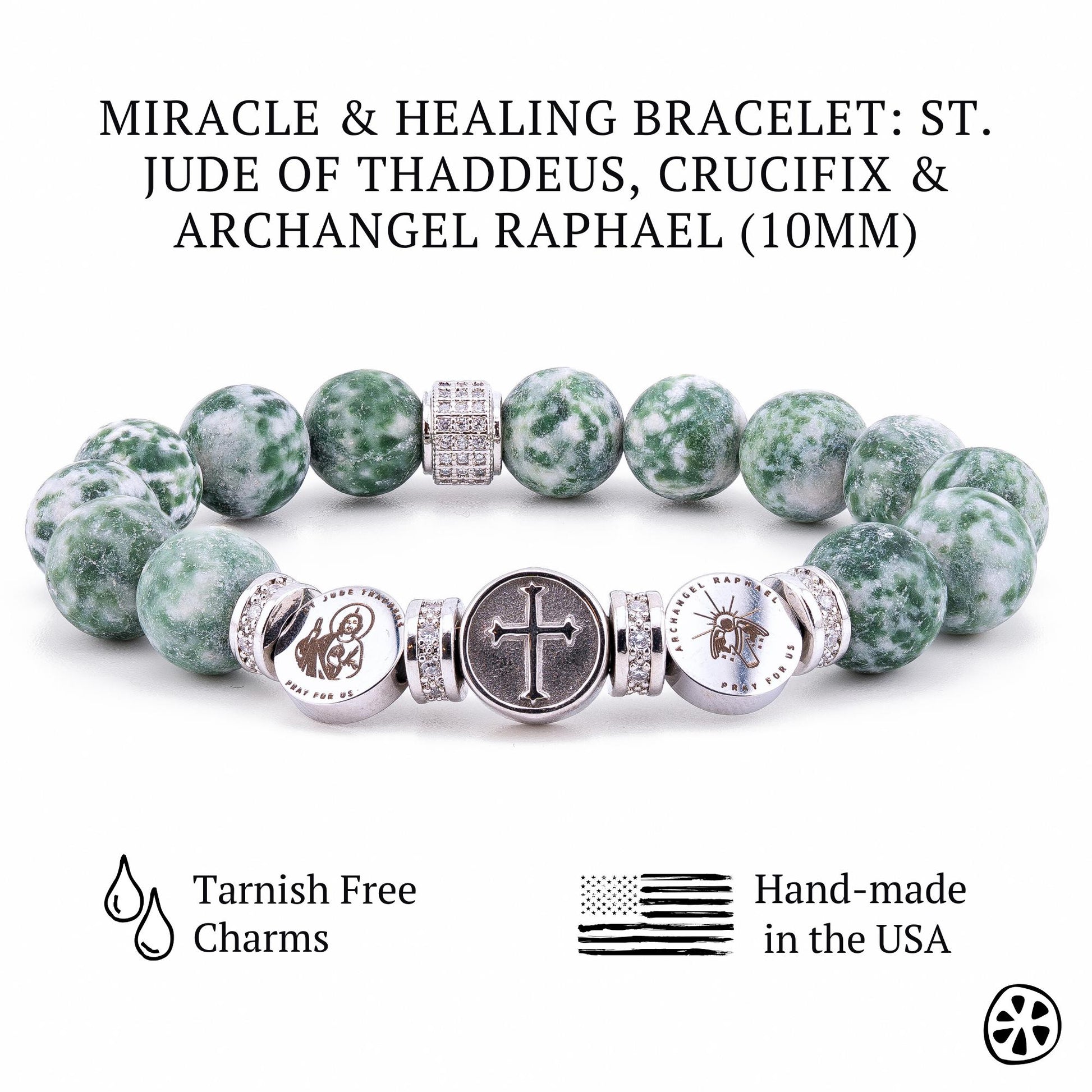 Three Saints Catholic Protection Bracelet Saint Jude Thaddeus Archangel Raphael Cross Men Women Religious Gift