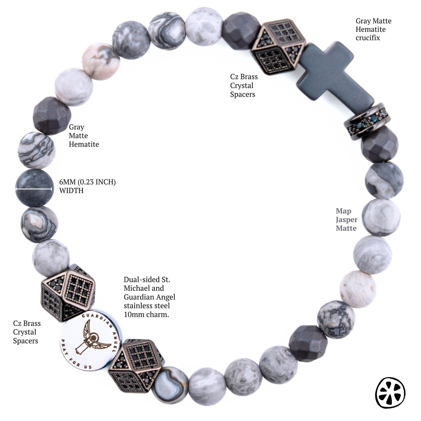St. Michael Archangel & Guardian Angel Bracelet – Features a double-sided stainless steel medal for protection. Designed for him and her, this Catholic gift is crafted with frosted Map Jasper stones. A meaningful piece for faith, strength, and spiritual guidance—perfect for Catholic confirmation or graduation gifts. 🙏✨ #CatholicJewelry #FaithBracelet #SpiritualProtectio