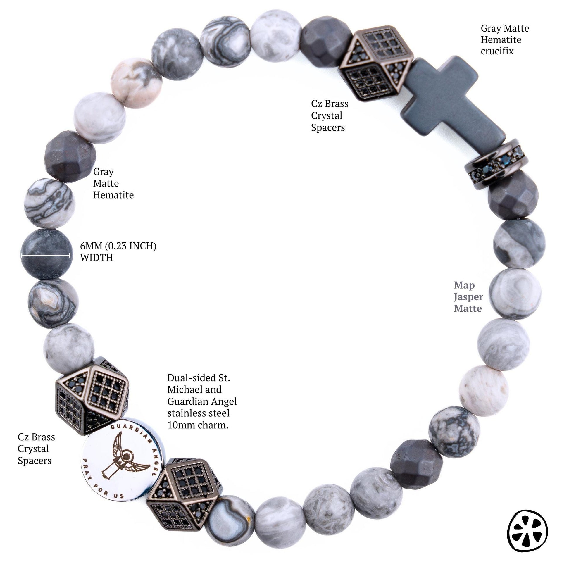 St. Michael Archangel & Guardian Angel Bracelet – Features a double-sided stainless steel medal for protection. Designed for him and her, this Catholic gift is crafted with frosted Map Jasper stones. A meaningful piece for faith, strength, and spiritual guidance—perfect for Catholic confirmation or graduation gifts. 🙏✨ #CatholicJewelry #FaithBracelet #SpiritualProtectio