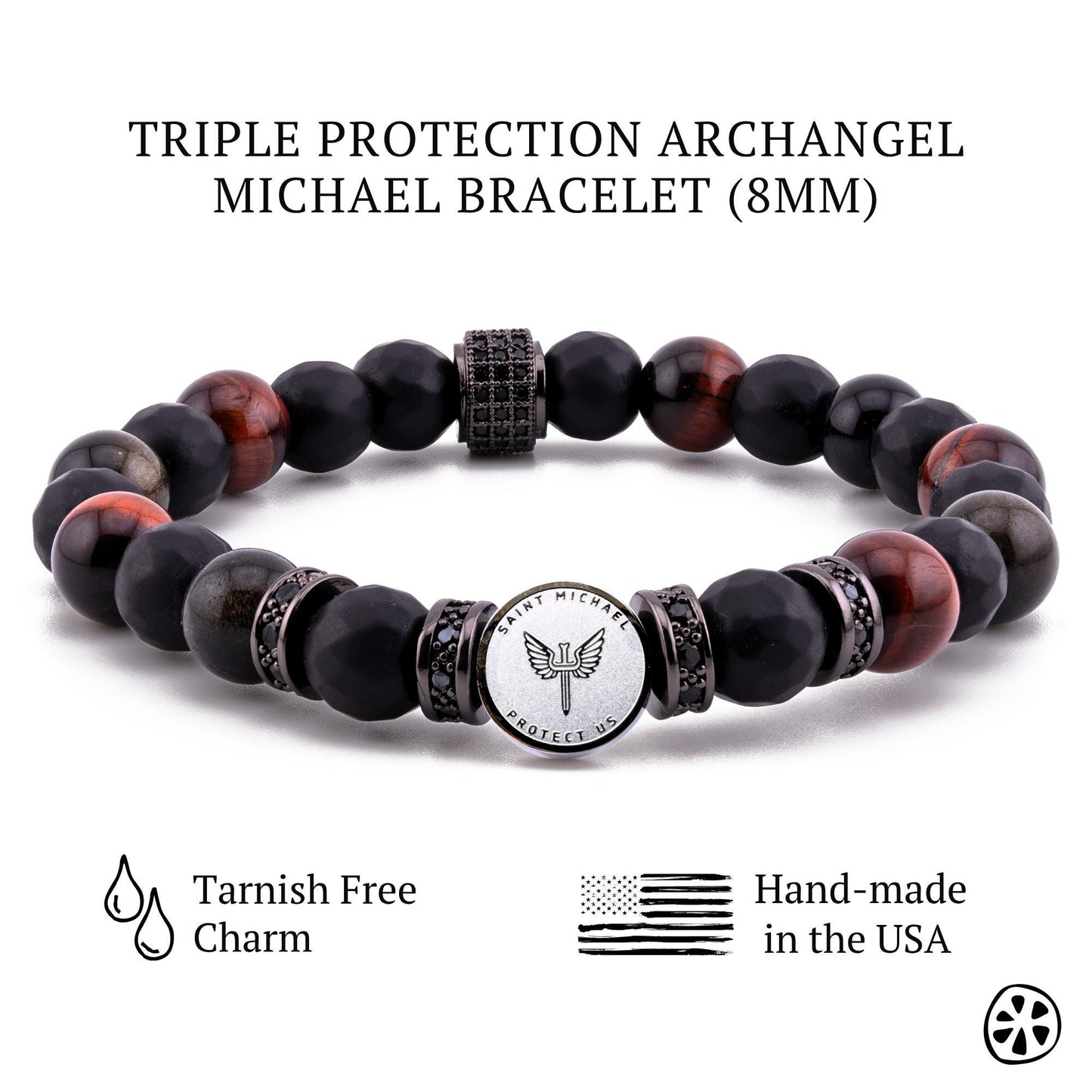 Triple Protection St Michael Bracelet Tarnish Free Charm or Select your Saint switch with St Francis, St Jude, St Michael, Miraculous Medal