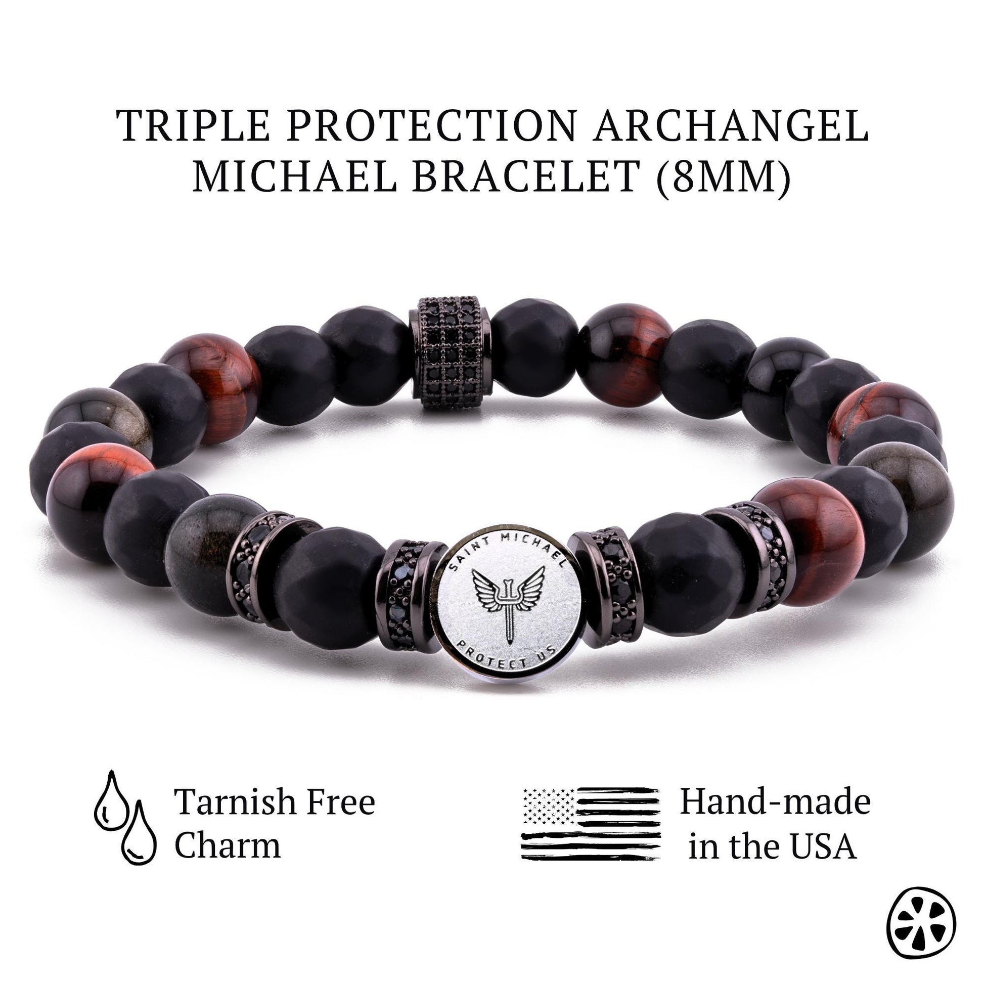Triple Protection St Michael Bracelet Tarnish Free Charm or Select your Saint switch with St Francis, St Jude, St Michael, Miraculous Medal