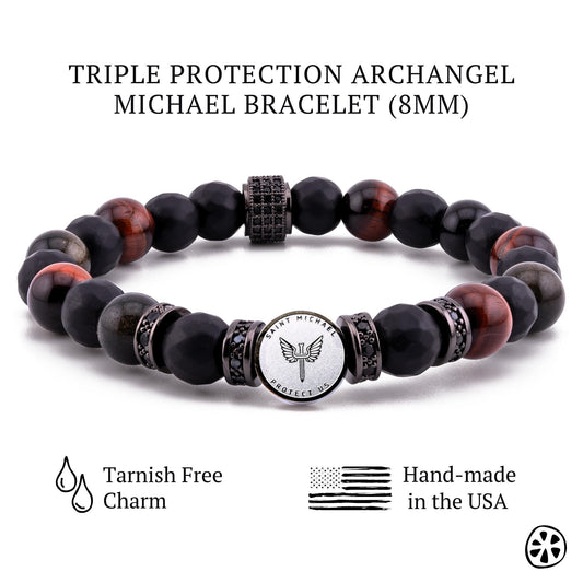 Triple Protection St Michael Bracelet Tarnish Free Charm or Select your Saint switch with St Francis, St Jude, St Michael, Miraculous Medal