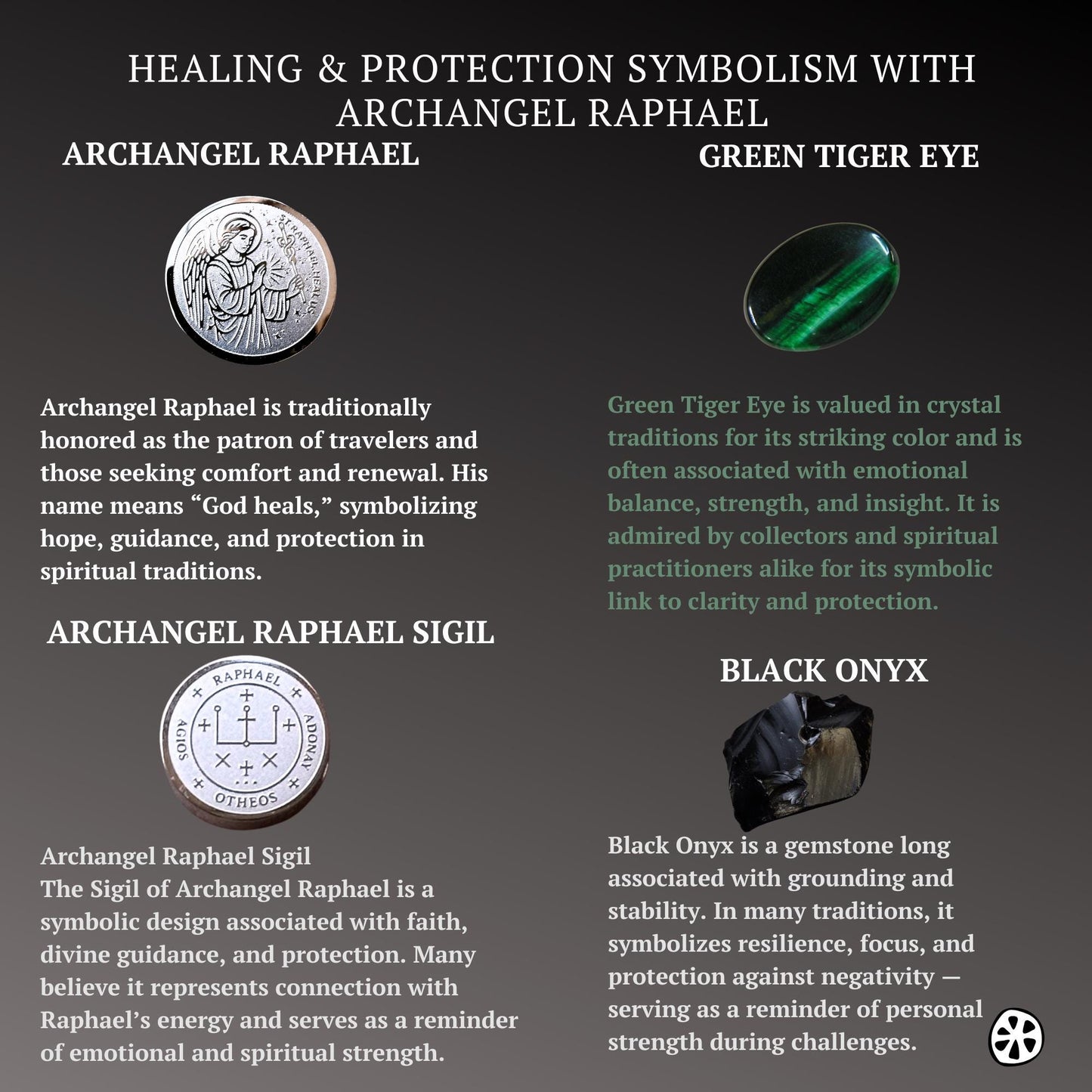 Archangel Raphael Sigil and Cross Bracelet,  – Green Tiger Eye & Matte Black Onyx Healing Protection Religious Gift for Him or Her, Unisex