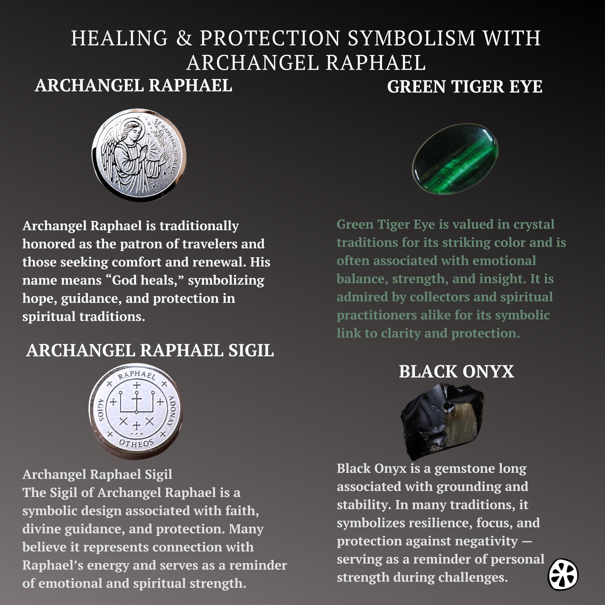 Archangel Raphael Sigil and Cross Bracelet,  – Green Tiger Eye & Matte Black Onyx Healing Protection Religious Gift for Him or Her, Unisex