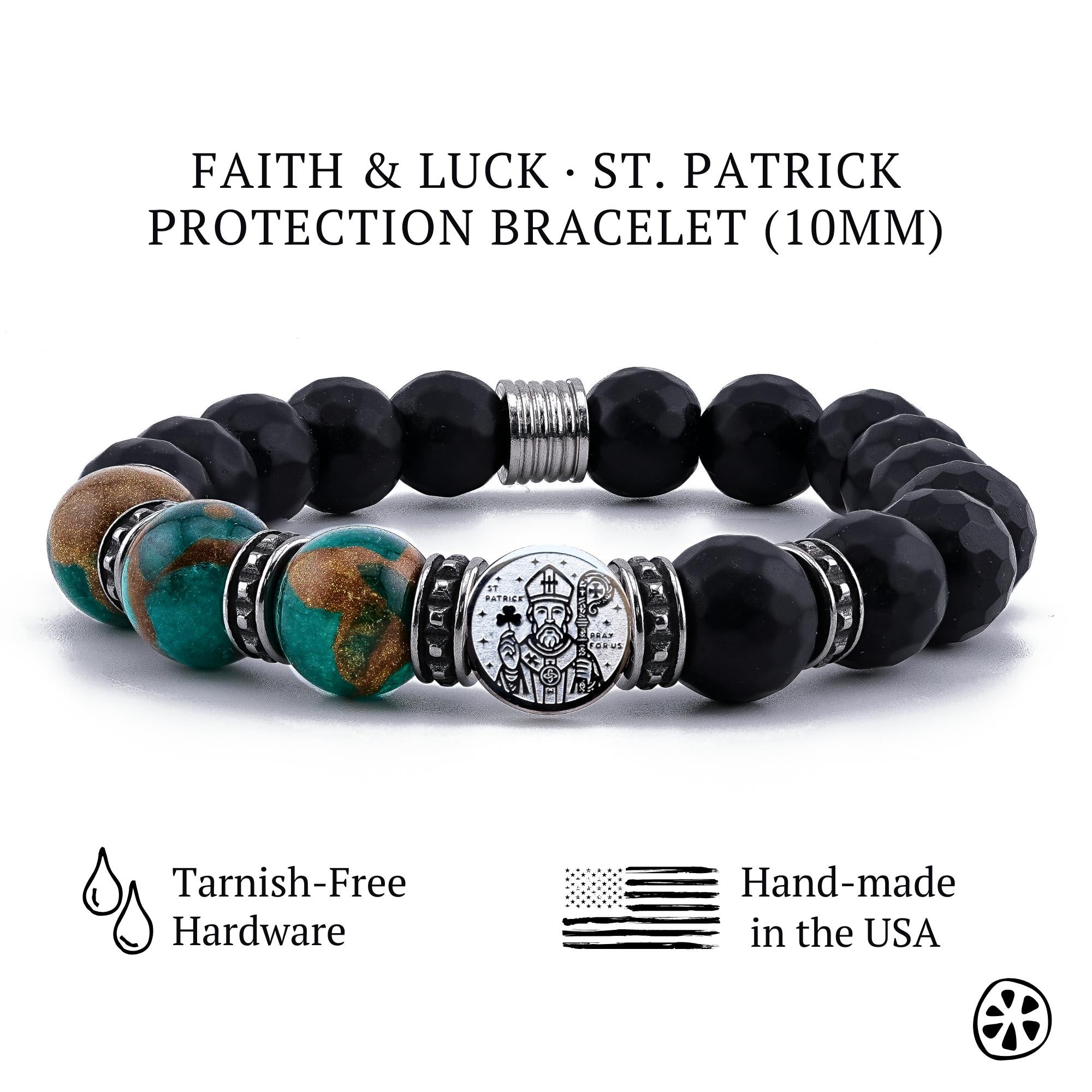 St. Patrick Bracelet – Green Cloisonné & Onyx – Juicy Lemon Store